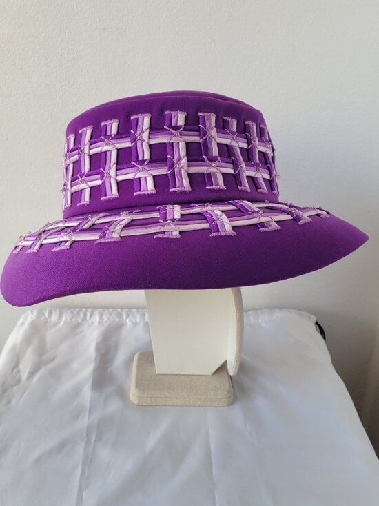 Vintage Ben Marc International Women’s Wool Purple Braided Hat w/Band main image 2